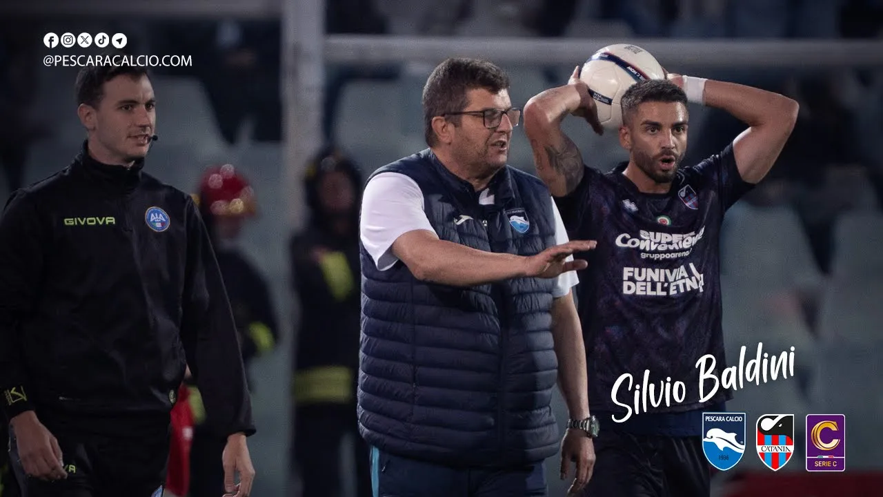 MISTER SILVIO BALDINI NEL POST PARTITA PESCARA - CATANIA