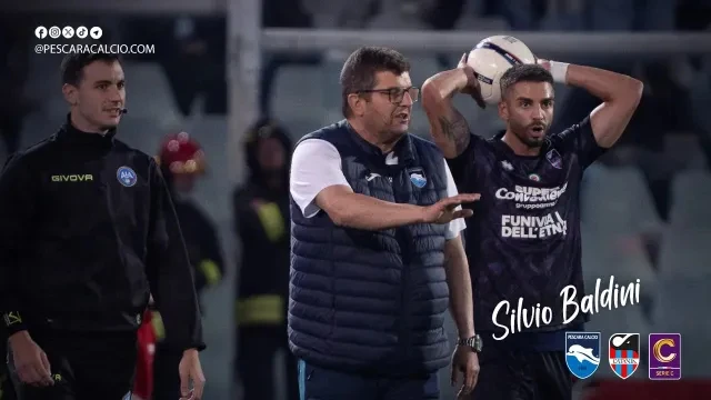 MISTER SILVIO BALDINI NEL POST PARTITA PESCARA - CATANIA