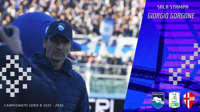 Mister Gorgone nel sala stampa Pescara - Padova